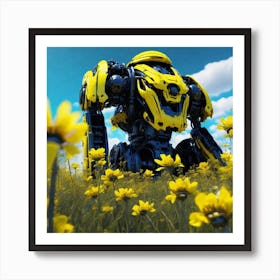 Robot In The Field Art Print