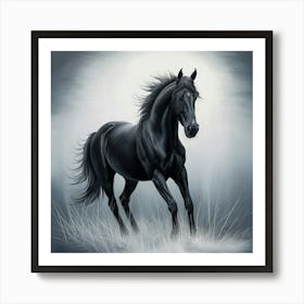 Black Horse Art Print