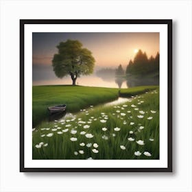 Sunrise In The Meadow 2 Art Print