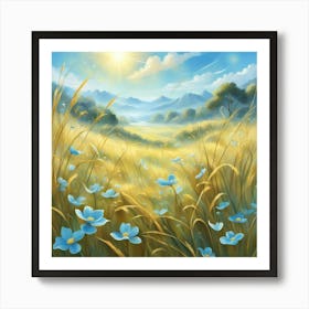 Blue Flowers In The Meadow Art Print