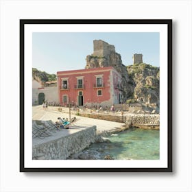 SQUARE Tonnara Di Scopello - Sicilian Bucketlist - Summer Getaway - Holiday in Italy Wanderlust Travel Photography Art Print Art Print