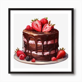 Cake With Berries 3 Art Print