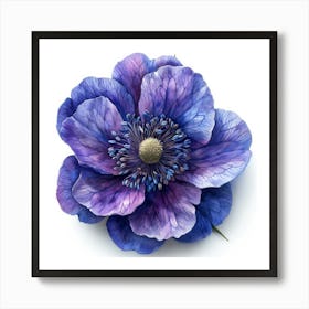 Blue Anemone Flower 3 Art Print