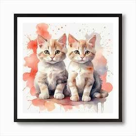 Watercolor Kittens Art Print