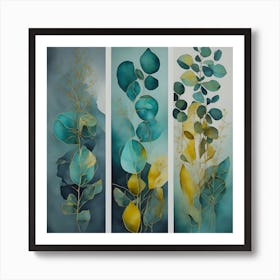 Three Eucalyptus framed artwork Art Print