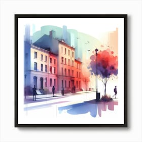 Watercolor Of A City 5 Art Print