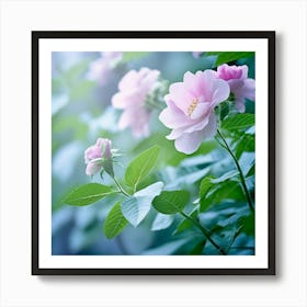 Flowers Leaves Nature Soft Freshness Pastel Botanical Plants Blooms Foliage Serene Delic (8) Art Print