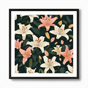 Flowers of Lilies, Vector art 1 Art Print