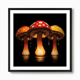 Three Mushrooms Art Print