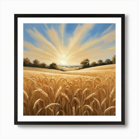 Golden Wheat Field Paintings Art Print 1 Art Print