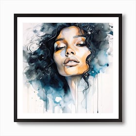 Woman 2 by F Parrish | black female art | black art | empowered | confident | watercolour art | wall art | feature wall | FParrish Art Prints  Art Print