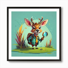 Deer With Magnifying Glass 1 Art Print