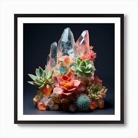 Succulents and Stones 8 Art Print