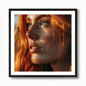 Portrait Of A Woman With Freckles Art Print