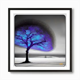 Tree on grey Art Print