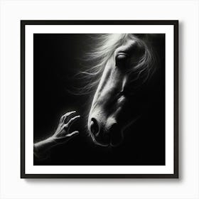 Horse And A Hand Art Print