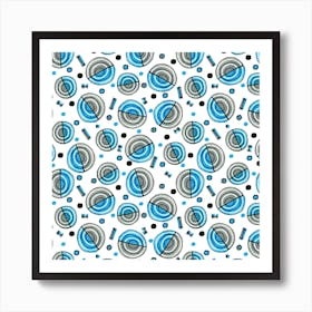 Blue Gray Circles Galore Pattern Art Print