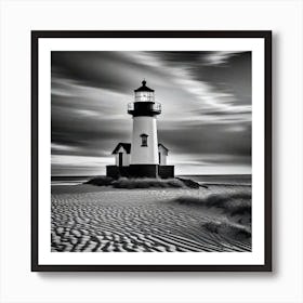 Black And White Lighthouse 6 Art Print