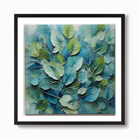 Fan of green-blue transparent leaves 2 Art Print