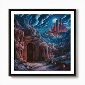 Art Reveals: Deadly Labyrinth at Night with Eerie Secrets. Art Print