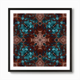 Blue Fractal Mandala Art Print