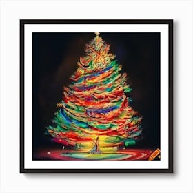 Craiyon 150836 Detailed Christmas Tree Colored Pencil Drawing In Rembrandt Style Art Print
