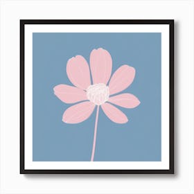 A White And Pink Flower In Minimalist Style Square Composition 665 Art Print