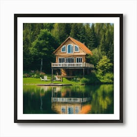 Cabin On The Lake Art Print