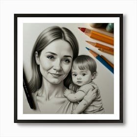 Portrait Of A Mother And Child 1 Art Print