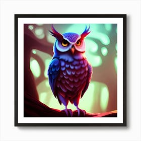 Owl In The Forest Art Print