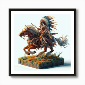 Indian Chief On Horseback 2 Art Print