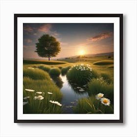 Sunset In The Meadow 5 Art Print