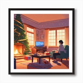 Christmas Tree In The Living Room 35 Art Print