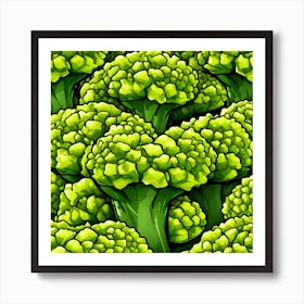 Seamless Pattern Of Broccoli 4 Art Print