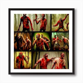 Zombies in the Woods Art Print