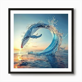 Whale Splashing In The Water Art Print