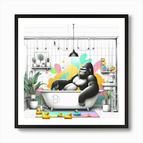 Soak Session with a Silverback Art Print