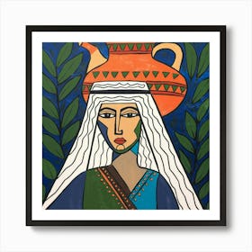 A Stylized Painting Of A Palestinian Woman Art Print