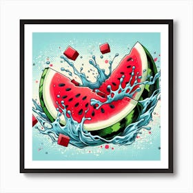 Flying watermelon slice, Pop art 3 Art Print