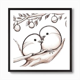 Two Birds On A Branch 3 Art Print