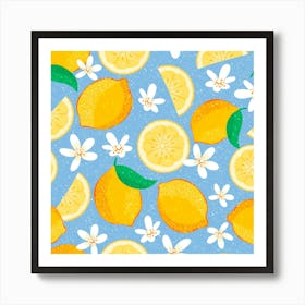 Lemons on Blue Art Print