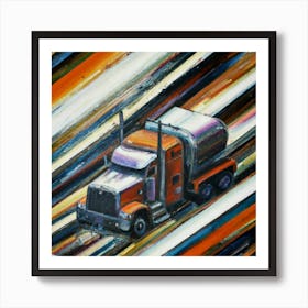 Semi Truck oil painting abstract painting art Art Print