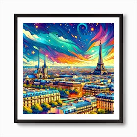 Paris Skyline Art Print