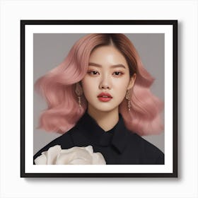 Korean Girl With Pink Hair 1 Art Print