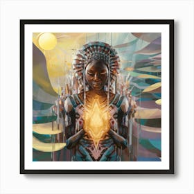 Woman Holding A Candle Art Print