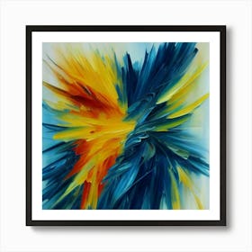 Gorgeous, distinctive yellow, green and blue abstract artwork 4 Art Print