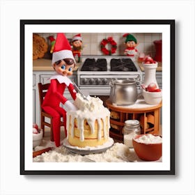 Elf on the shelf cake Art Print