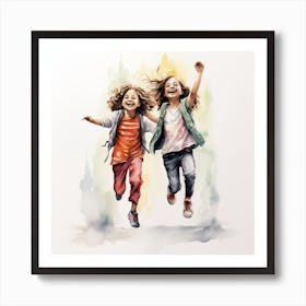 Two Girls Running Art Print