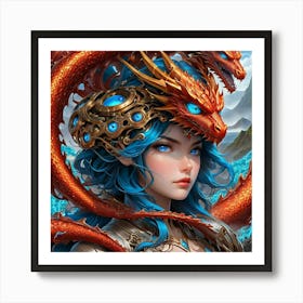 Dragon And A Girl tri Art Print