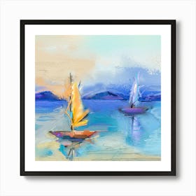 Sailboats On The Water.Printed wall painting, high-level art. 1 Art Print